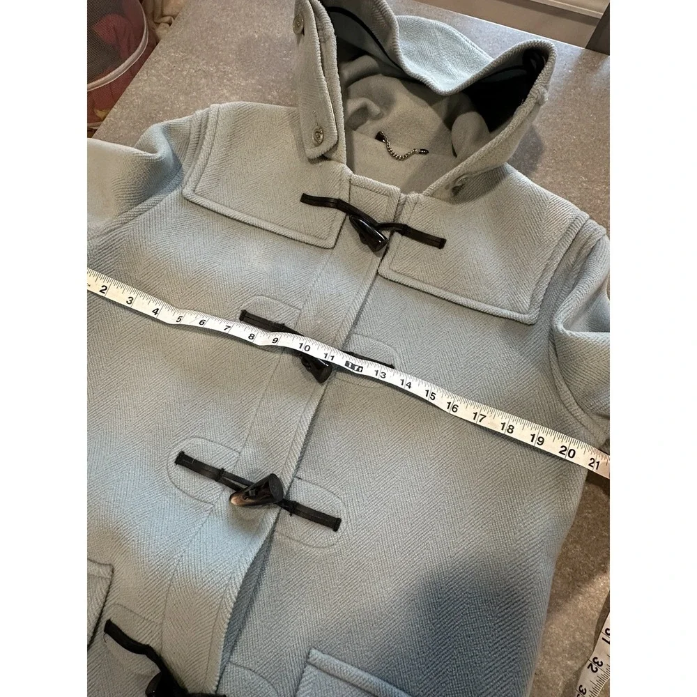 Vintage Authentic Burberry London England Duffle Coat 100% Wool Hooded Sz Med - Picture 9 of 16